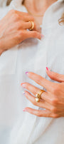 18K Gold Plated Ring | Puffy Double Heart