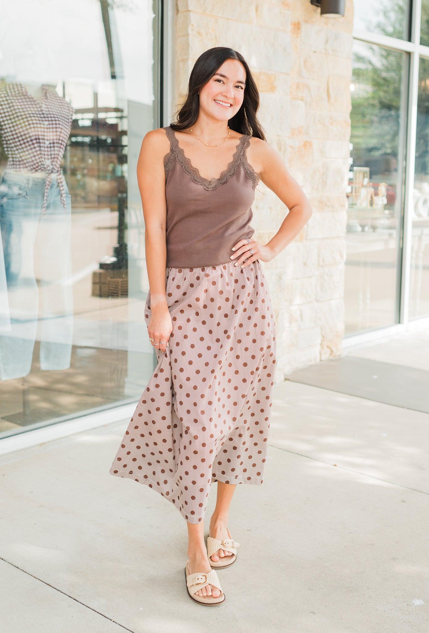 Perri Skirt | Mocha Dots