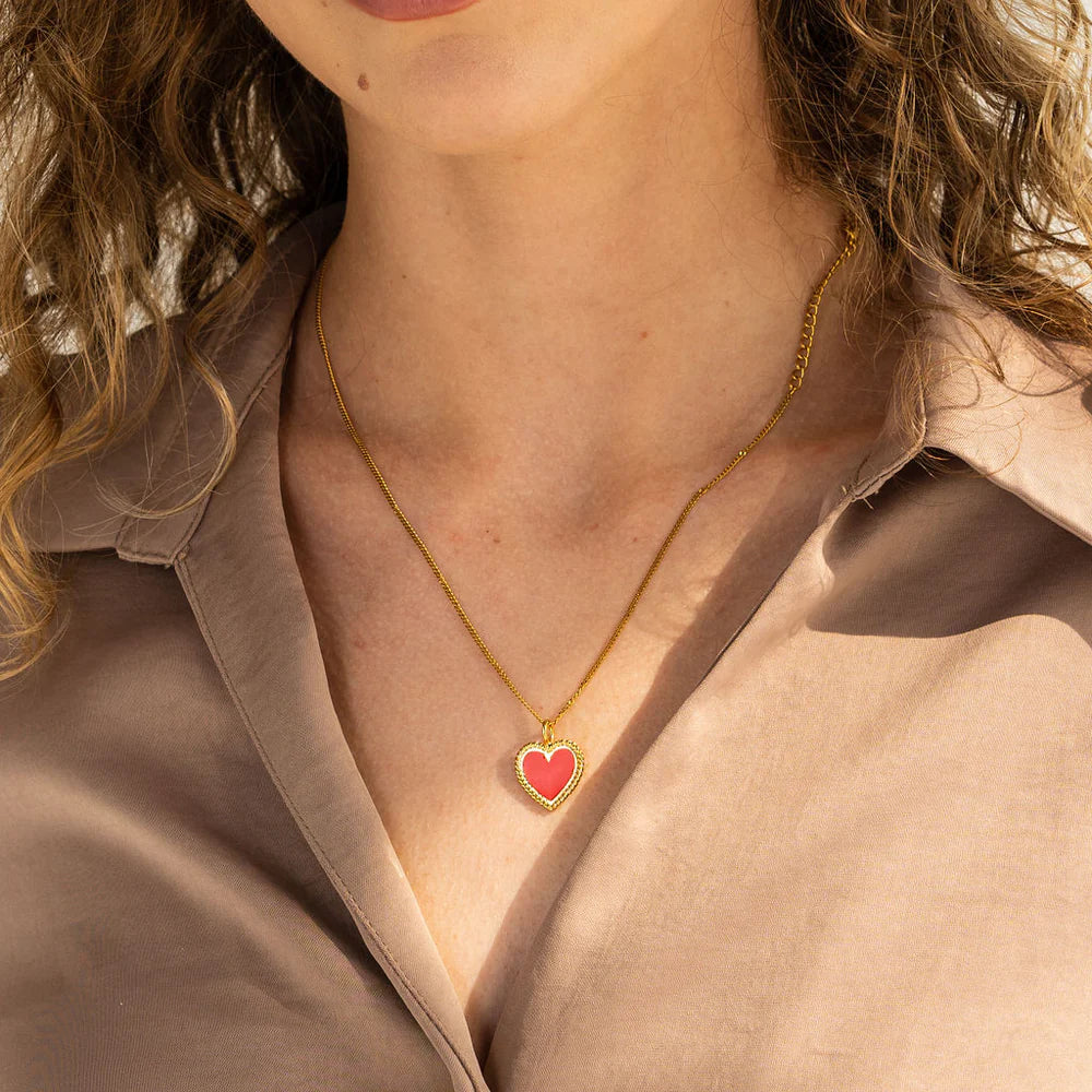 Red + Gold Heart Necklace