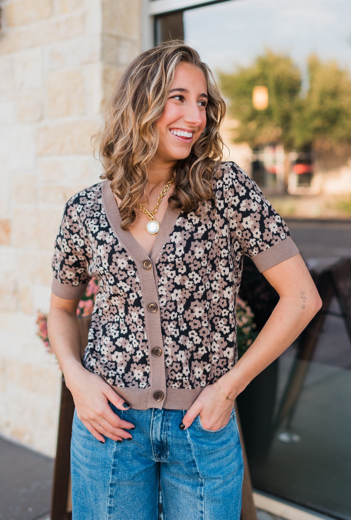 Gabbie Sweater | Brown Floral