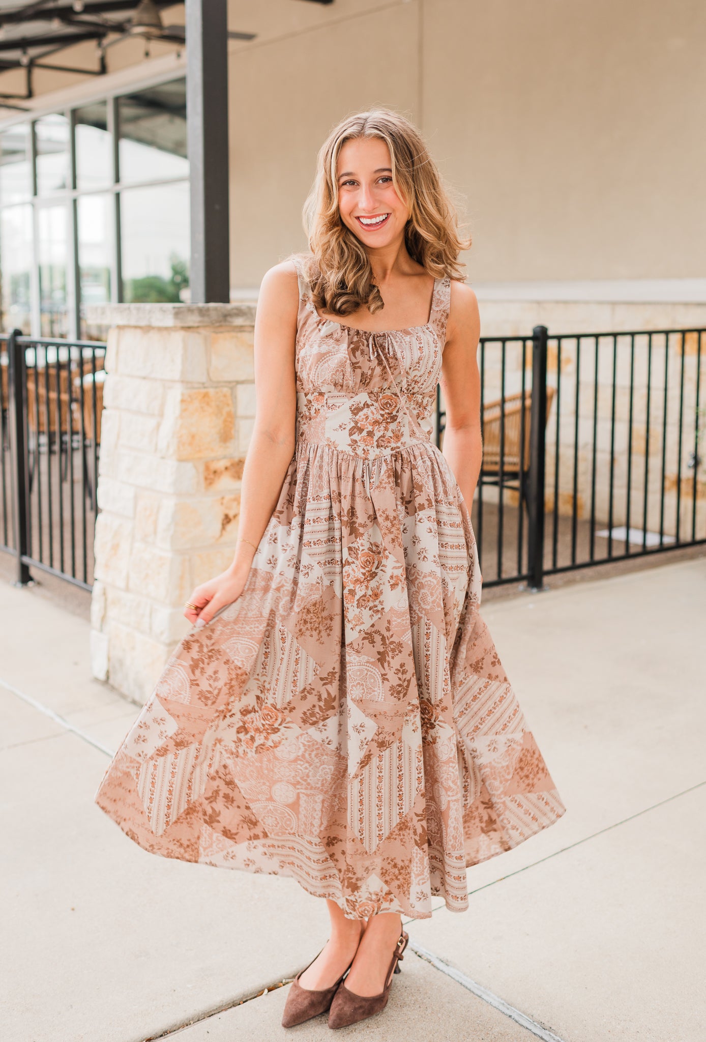 Faye Dress | Taupe Mix