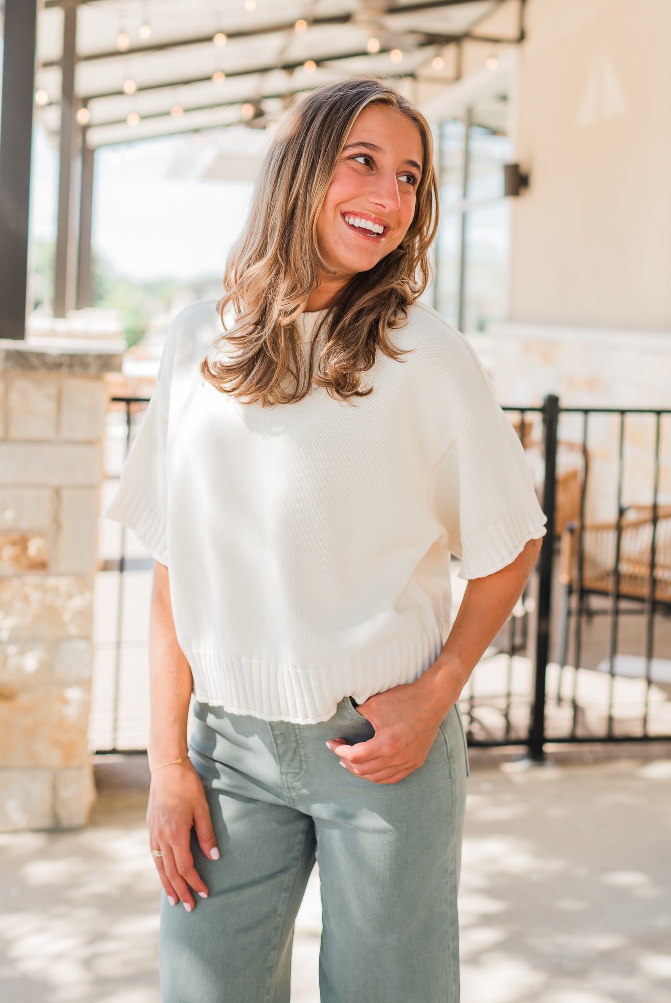 Linley Sweater Top | Ecru