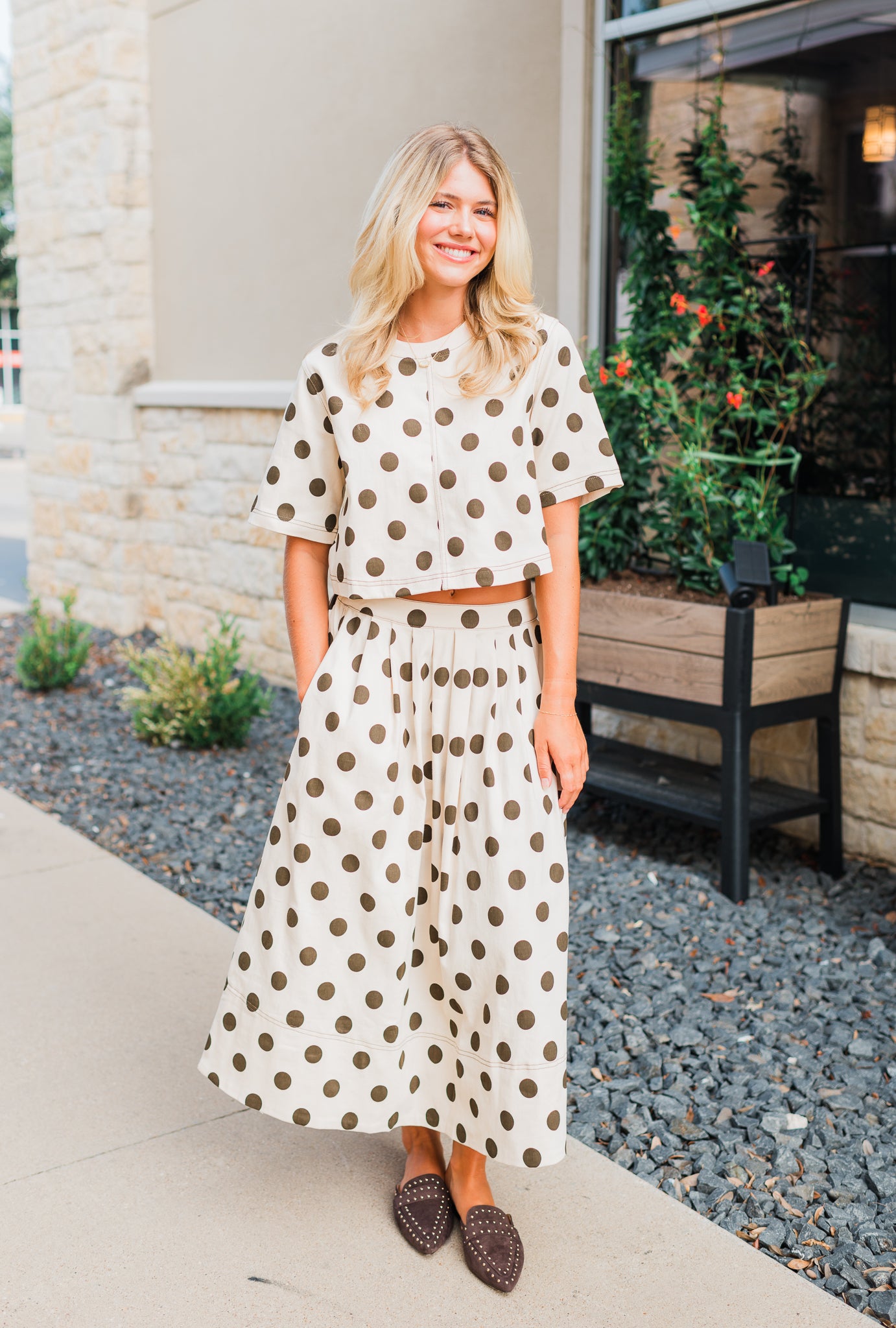 Tinsley Skirt | Ecru Polka Dot