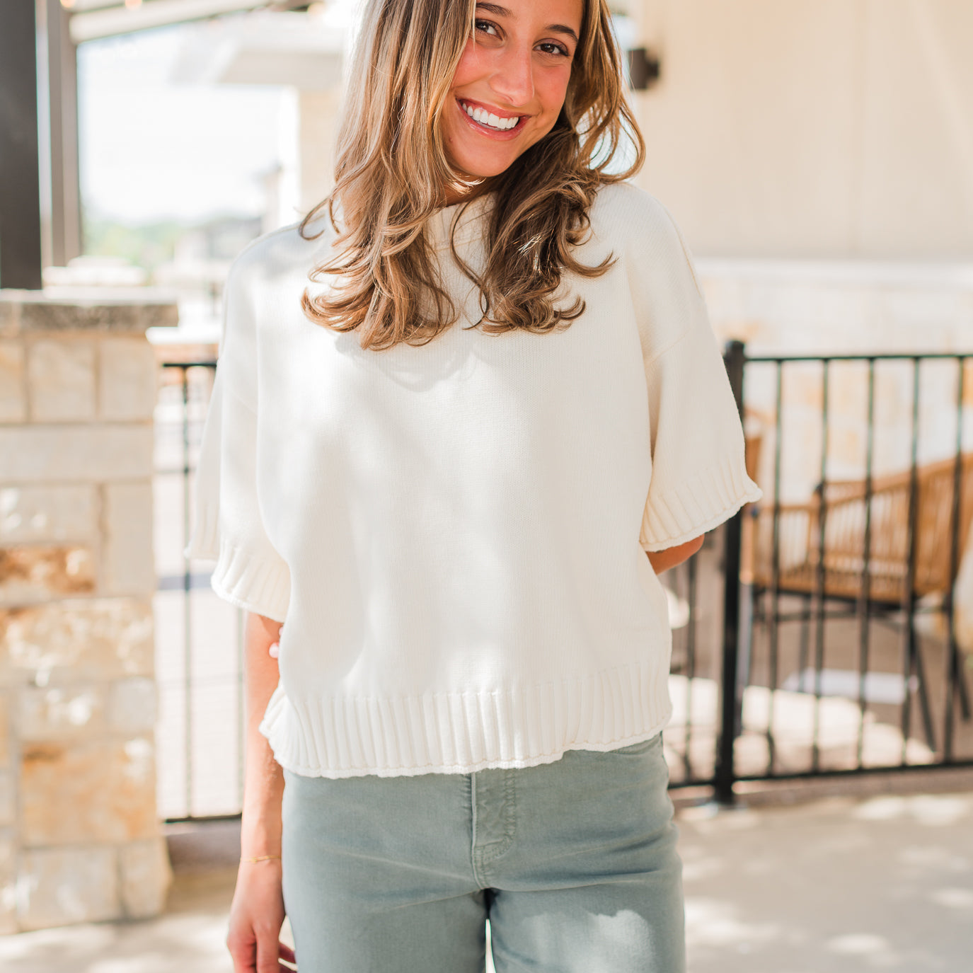 Linley Sweater Top | Ecru