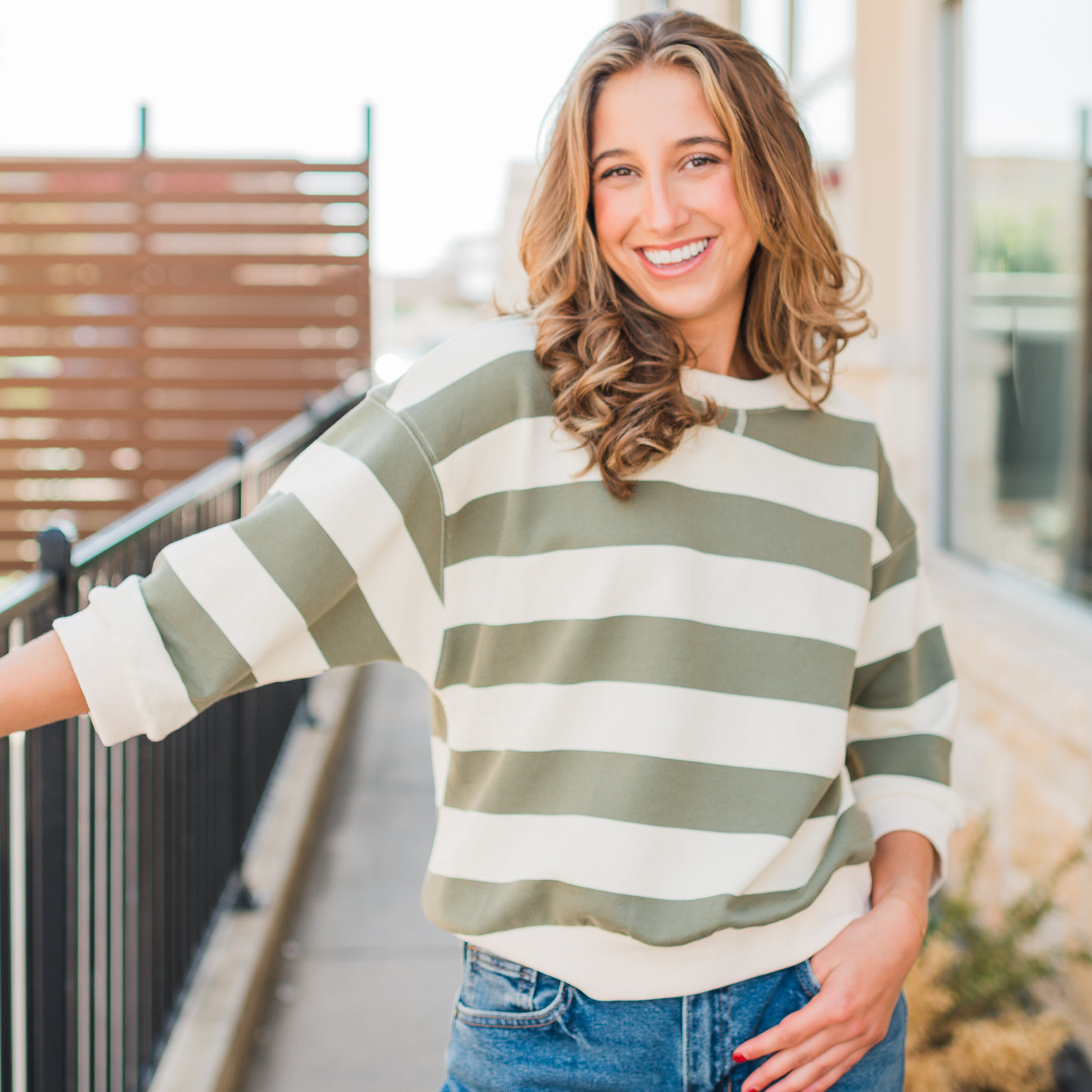 Westlake Top | Olive Rugby Stripe