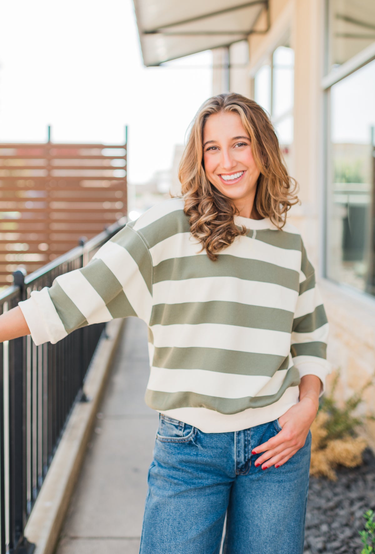 Westlake Top | Olive Rugby Stripe