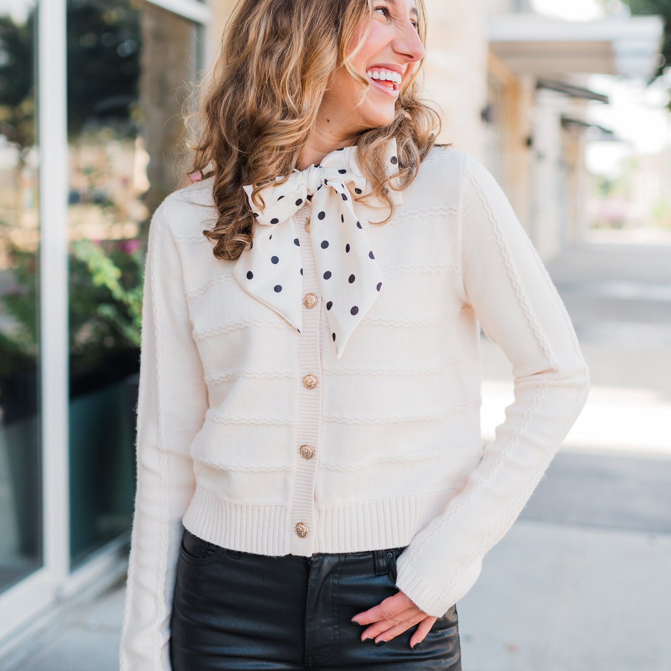 Alyssa Cardigan | Cream Dots