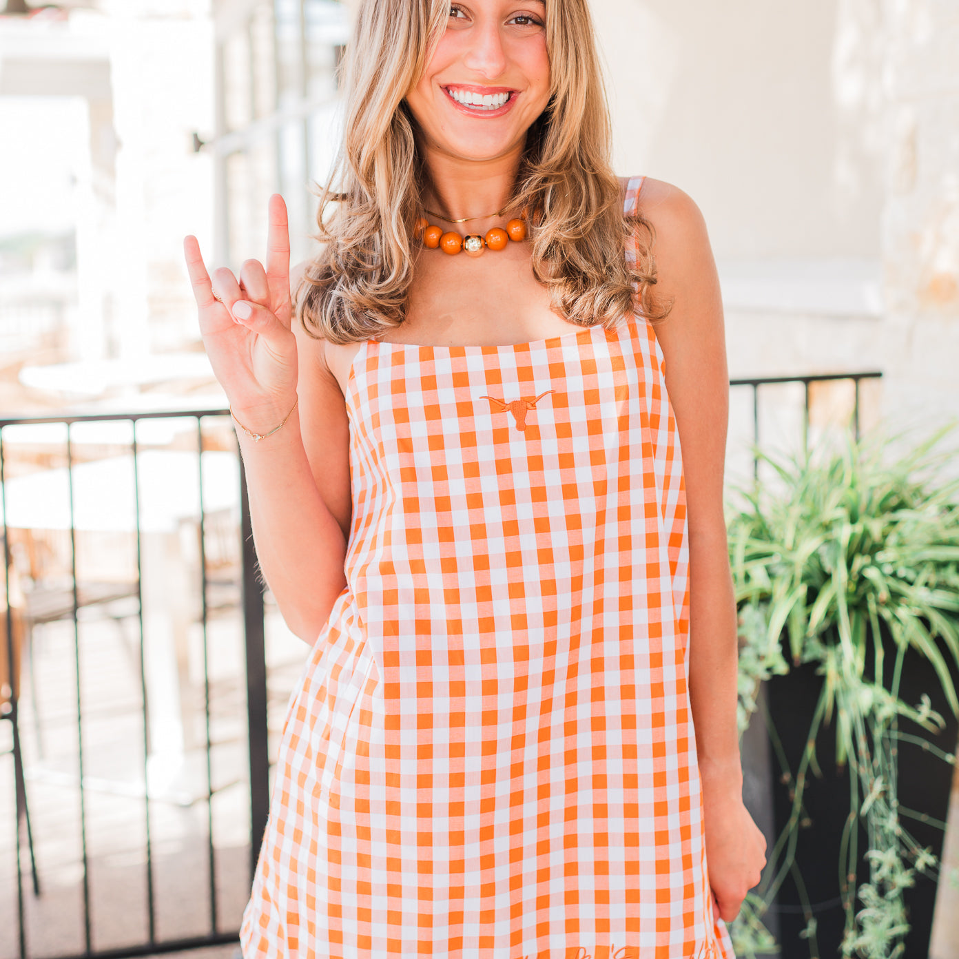 Gingham Romper Dress | Texas Longhorns