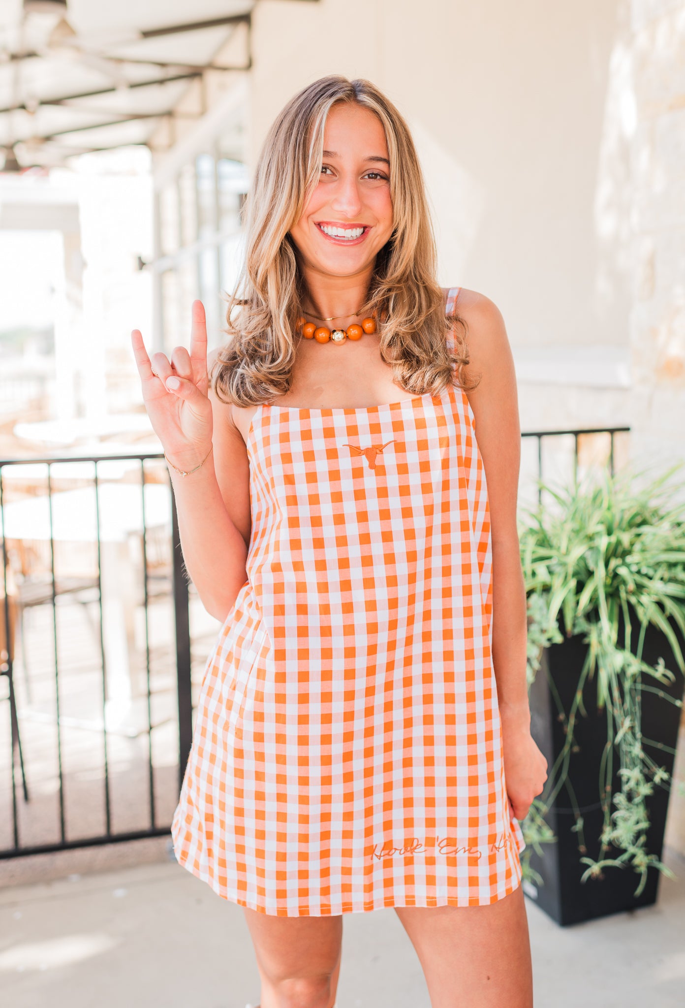 Gingham Romper Dress | Texas Longhorns