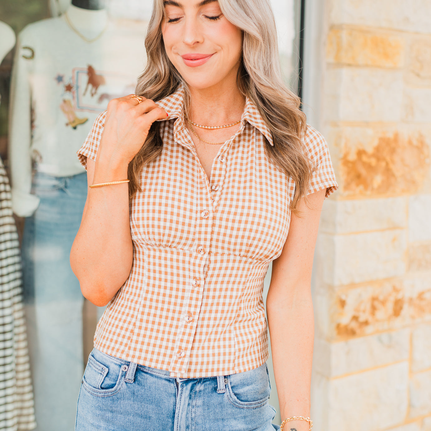 Taryn Top | Brown Gingham