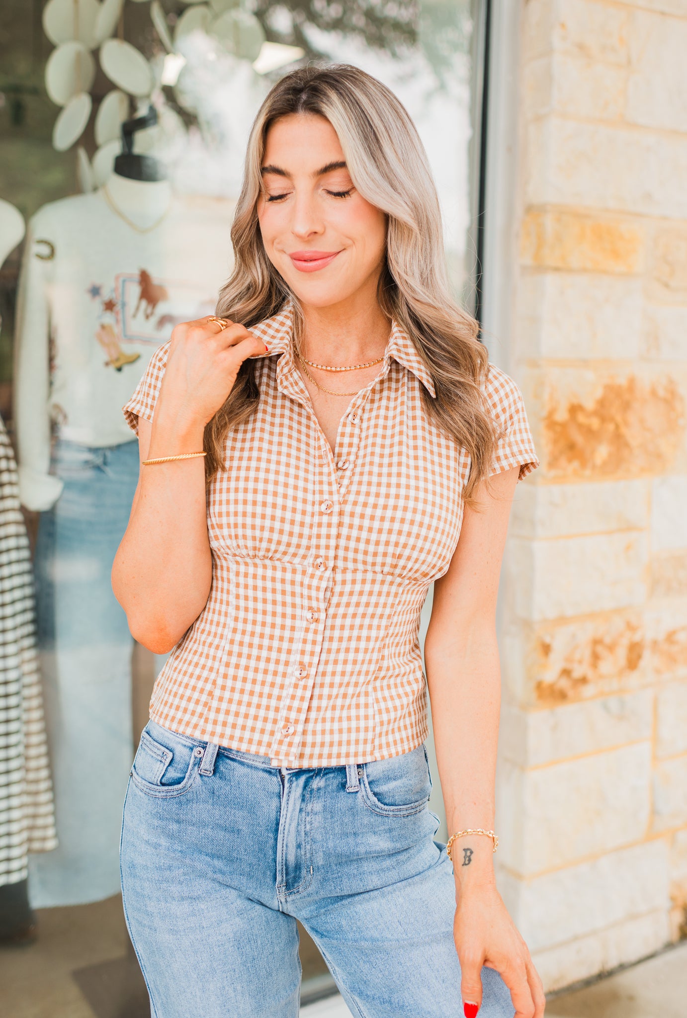 Taryn Top | Brown Gingham