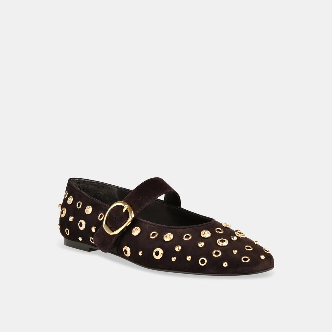 Mella Studded Flats | Java Suede