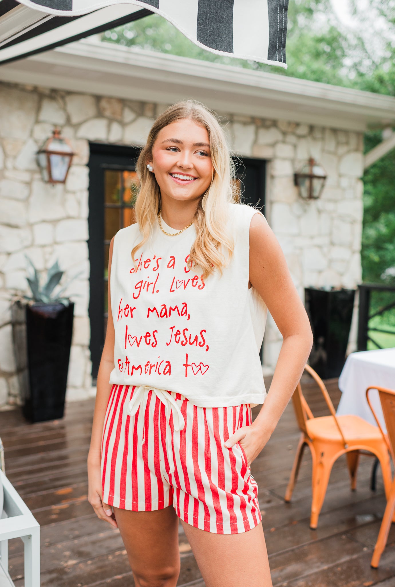 Liberty Shorts | Red Striped Twill
