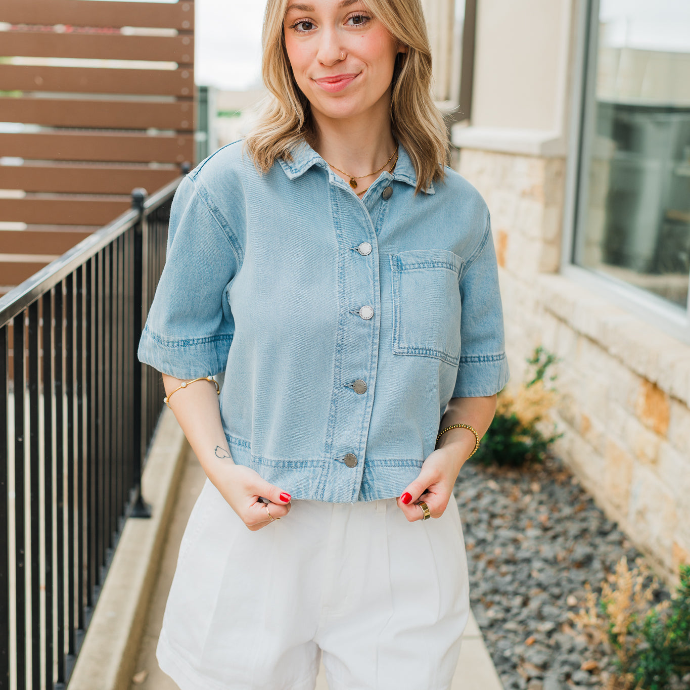 Heather Denim Top | Vintage Cloud