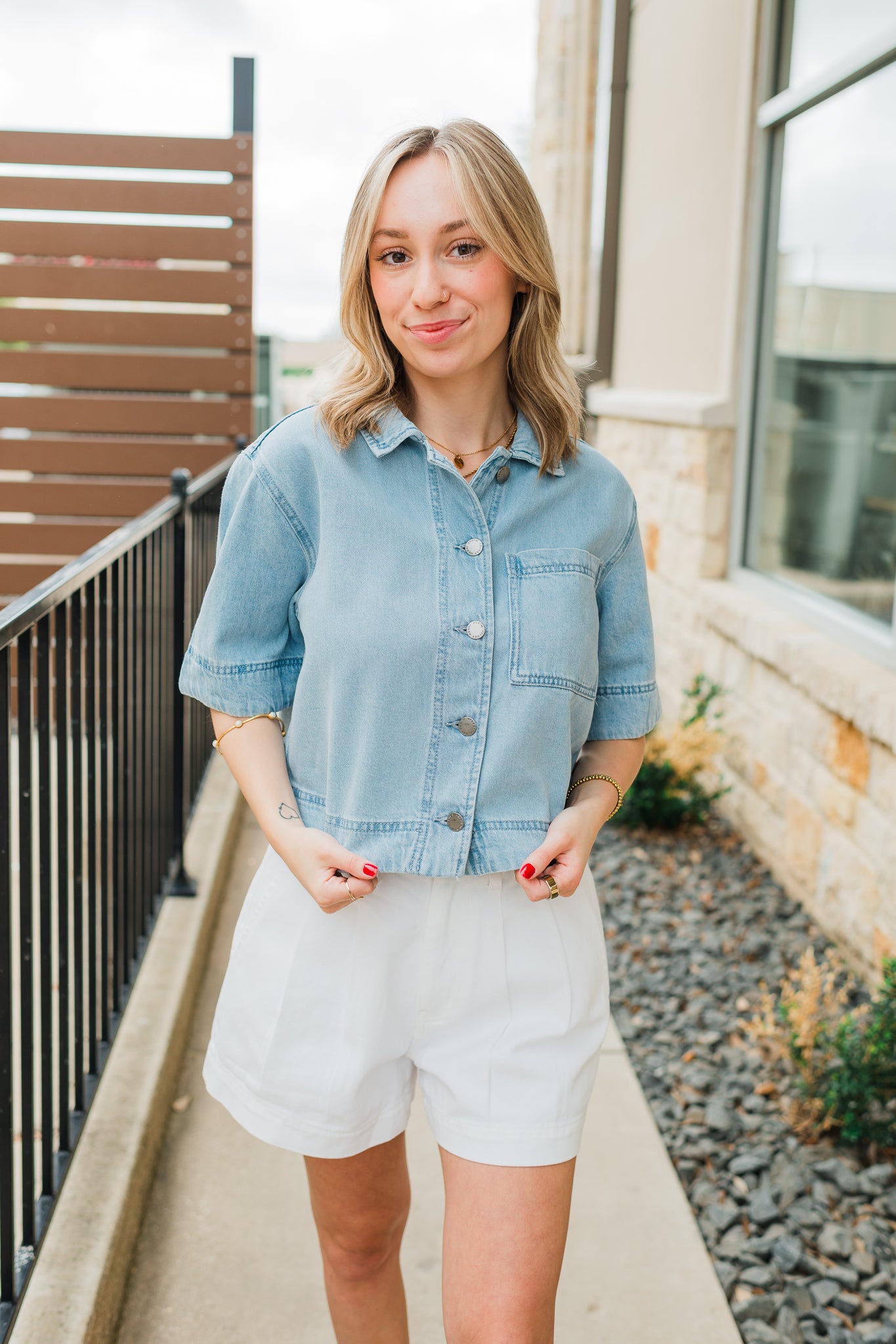 Heather Denim Top | Vintage Cloud
