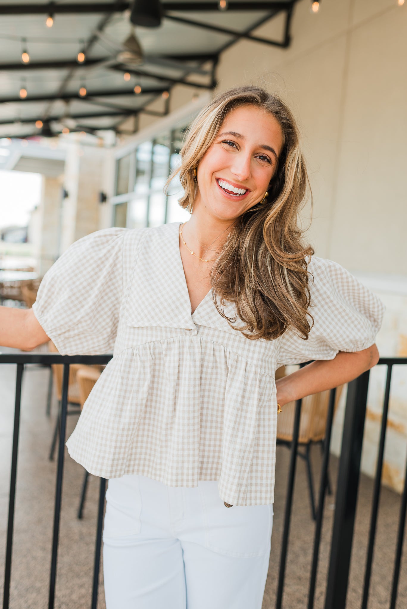 Gracie Top | Taupe + White