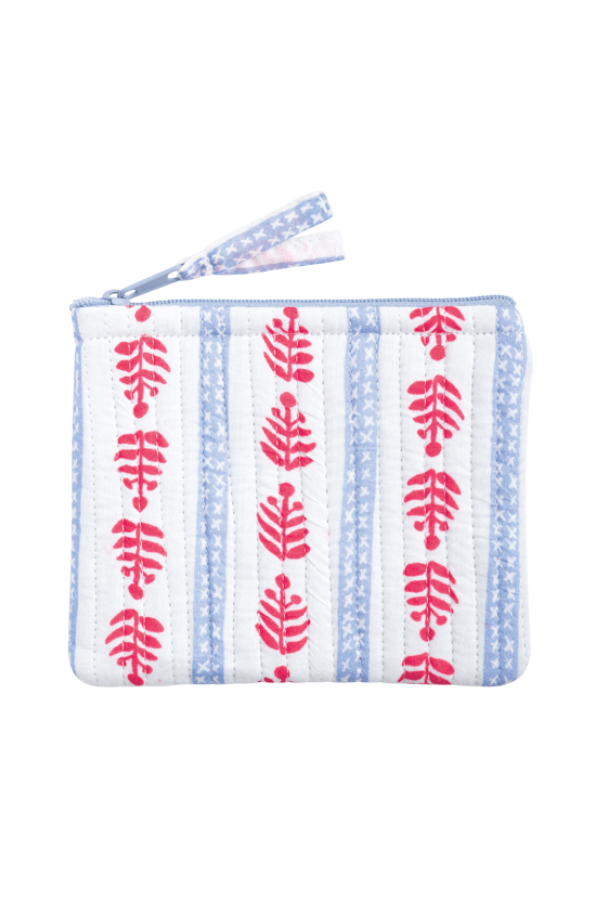Block Print Quilted Pouch | White Americana