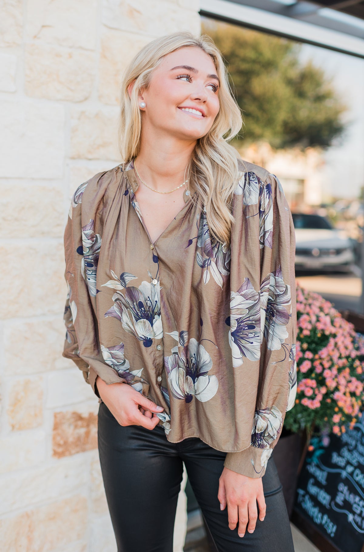 Naya Top | Taupe Floral