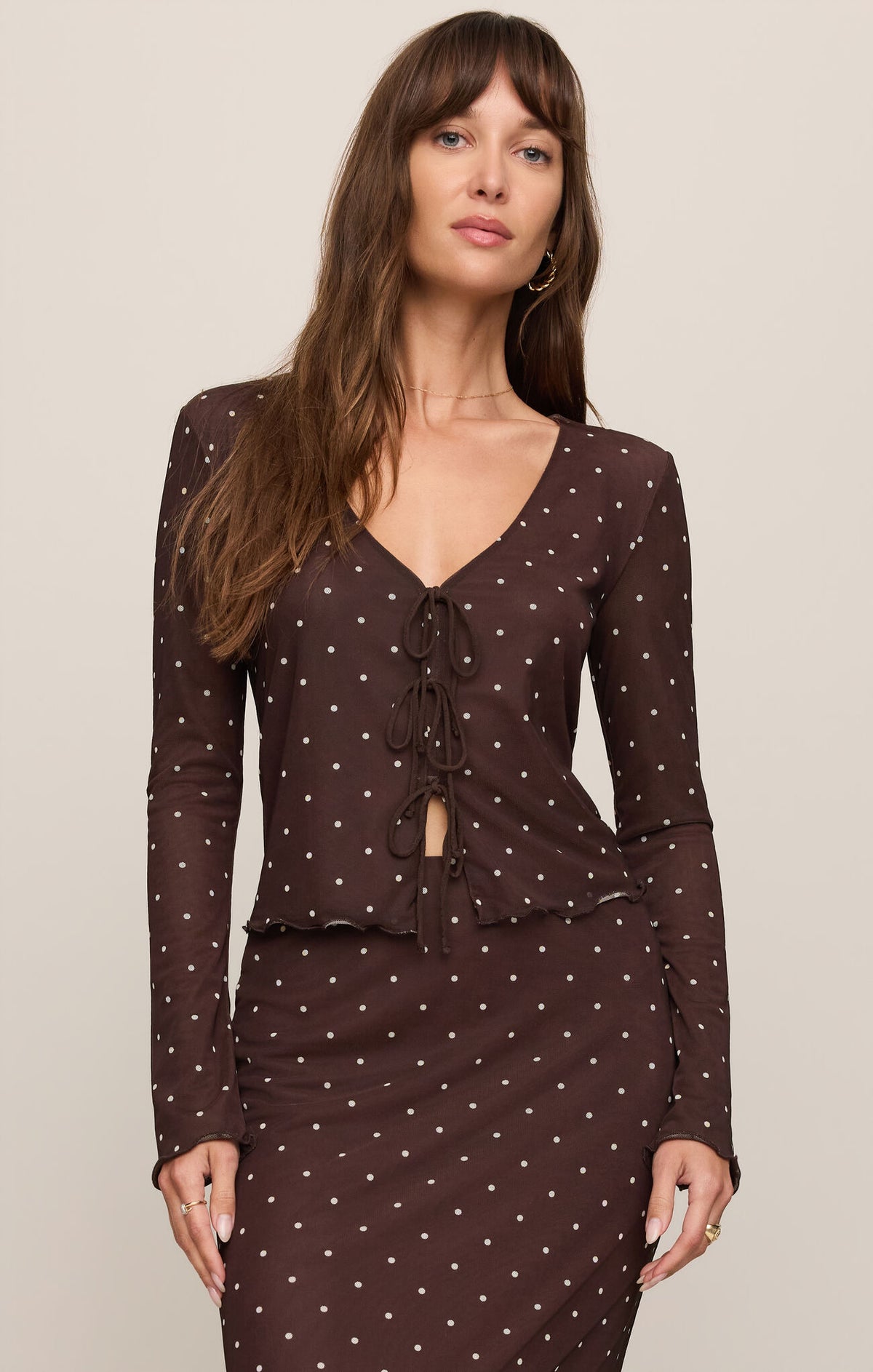 Z Supply | Amara Polka Dot Top | Dark Chocolate