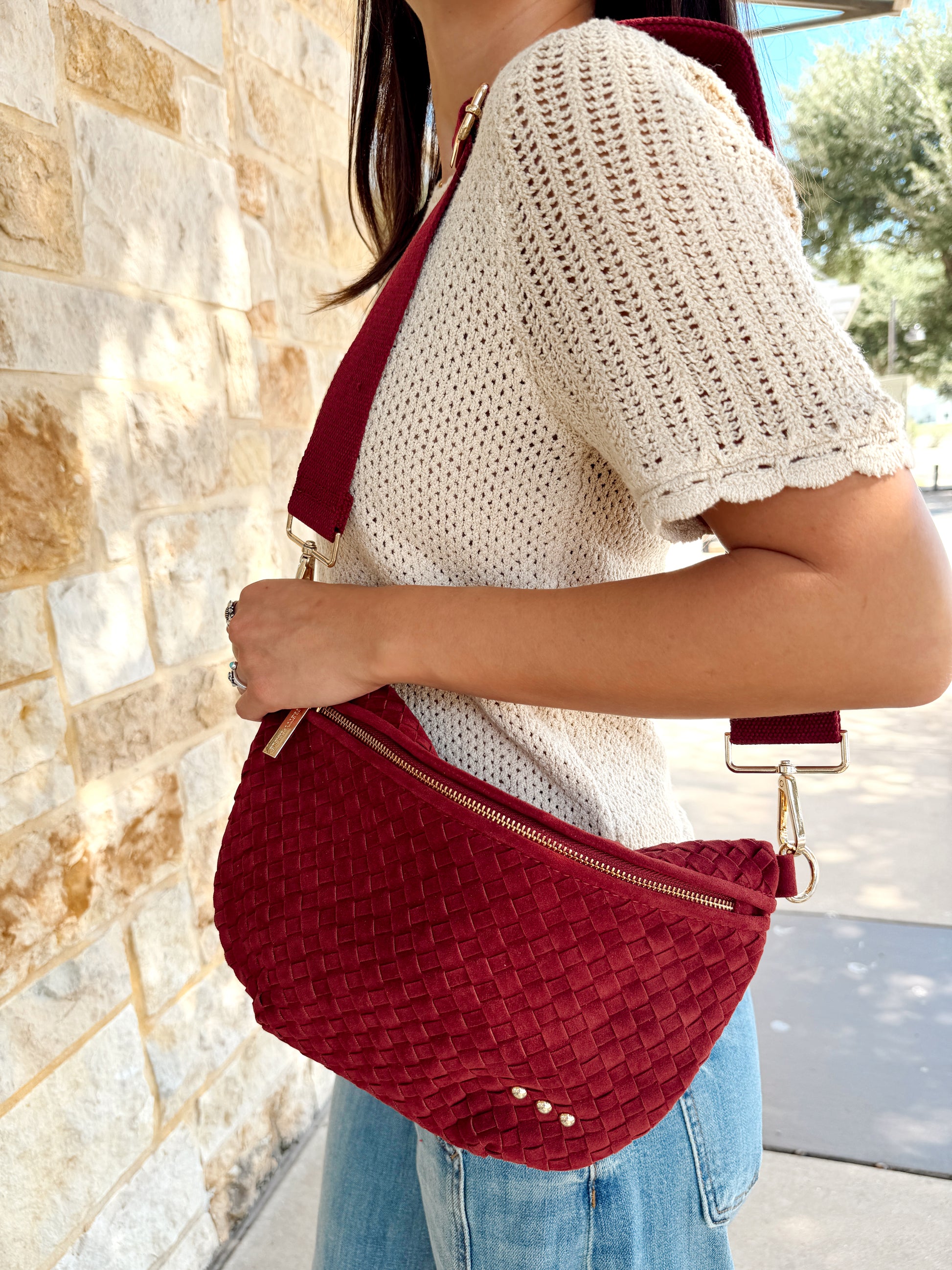 Mabry Woven Bag | Merlot Suede