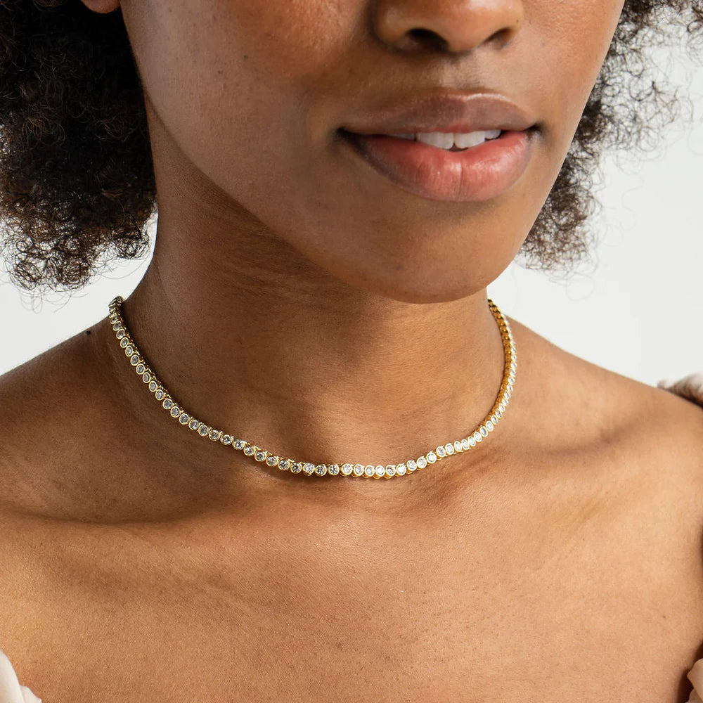 18K Gold Plated Necklace | Diamond Tennis