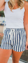 Liberty Shorts | Navy Striped Twill