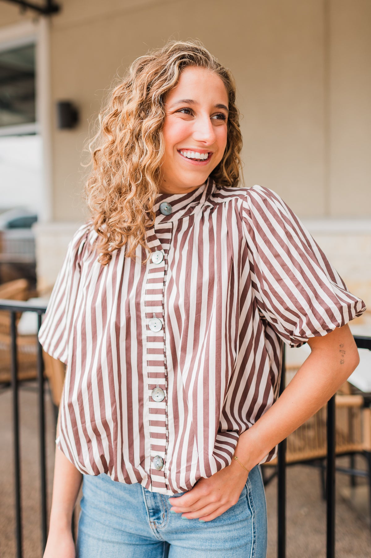 Spencer Top | Mocha Stripe