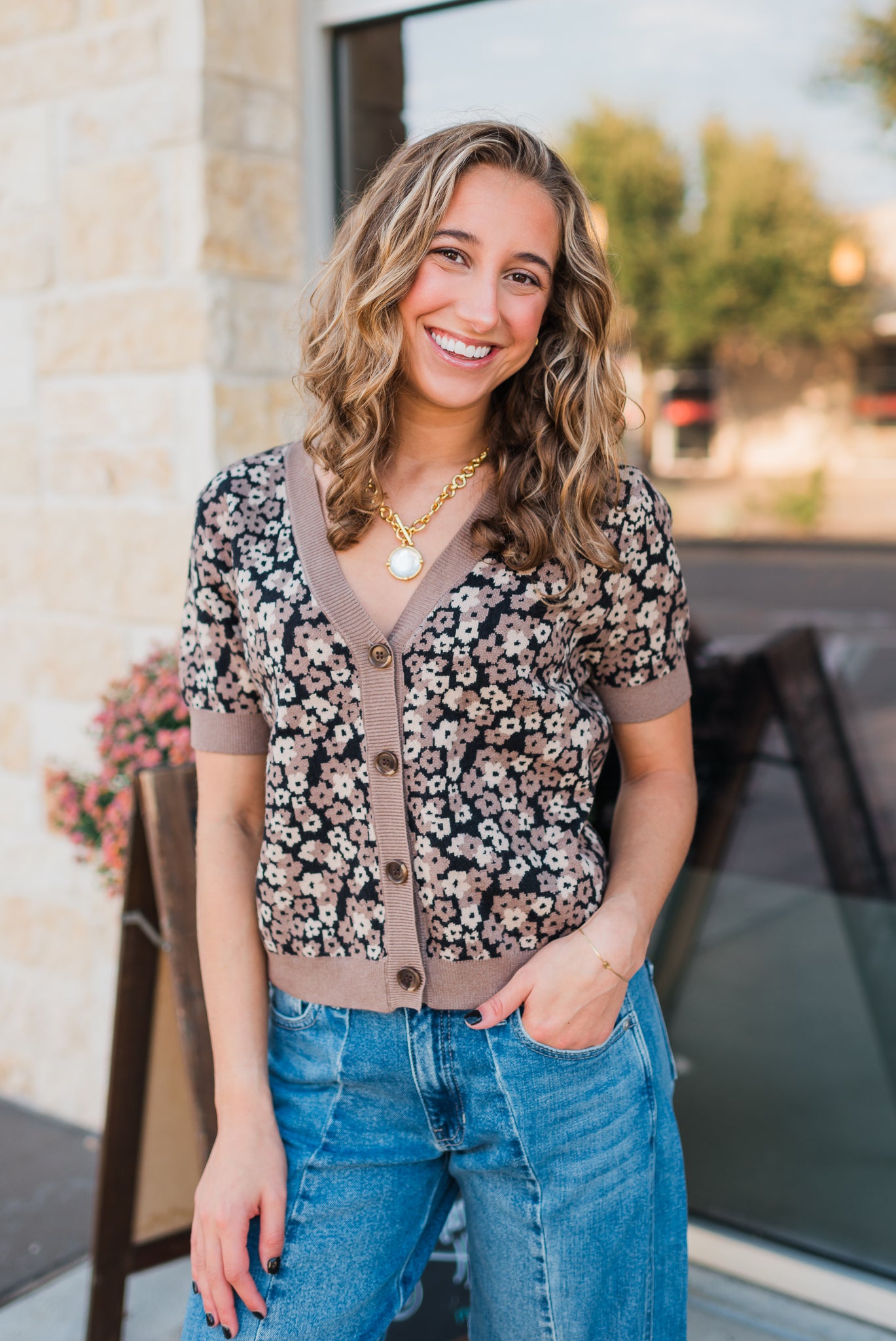 Gabbie Sweater | Brown Floral