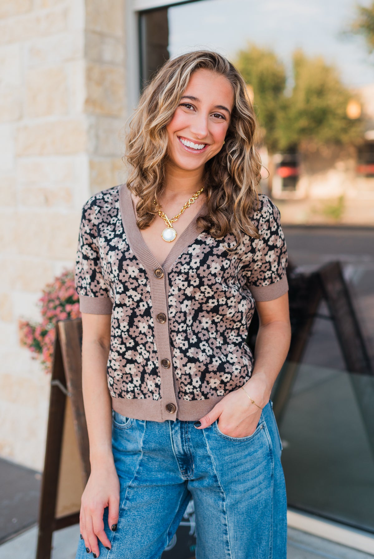 Gabbie Sweater | Brown Floral