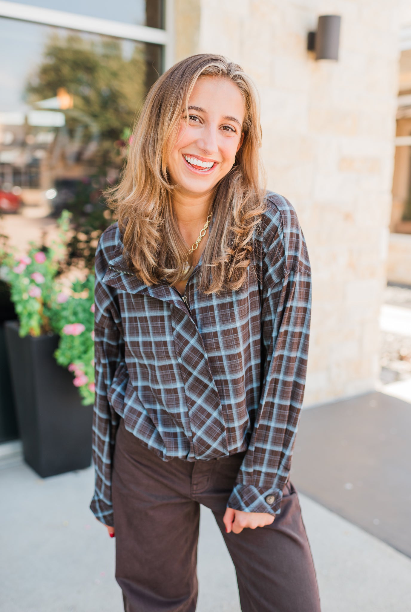 Sheridan Jacket | Brown + Blue Plaid