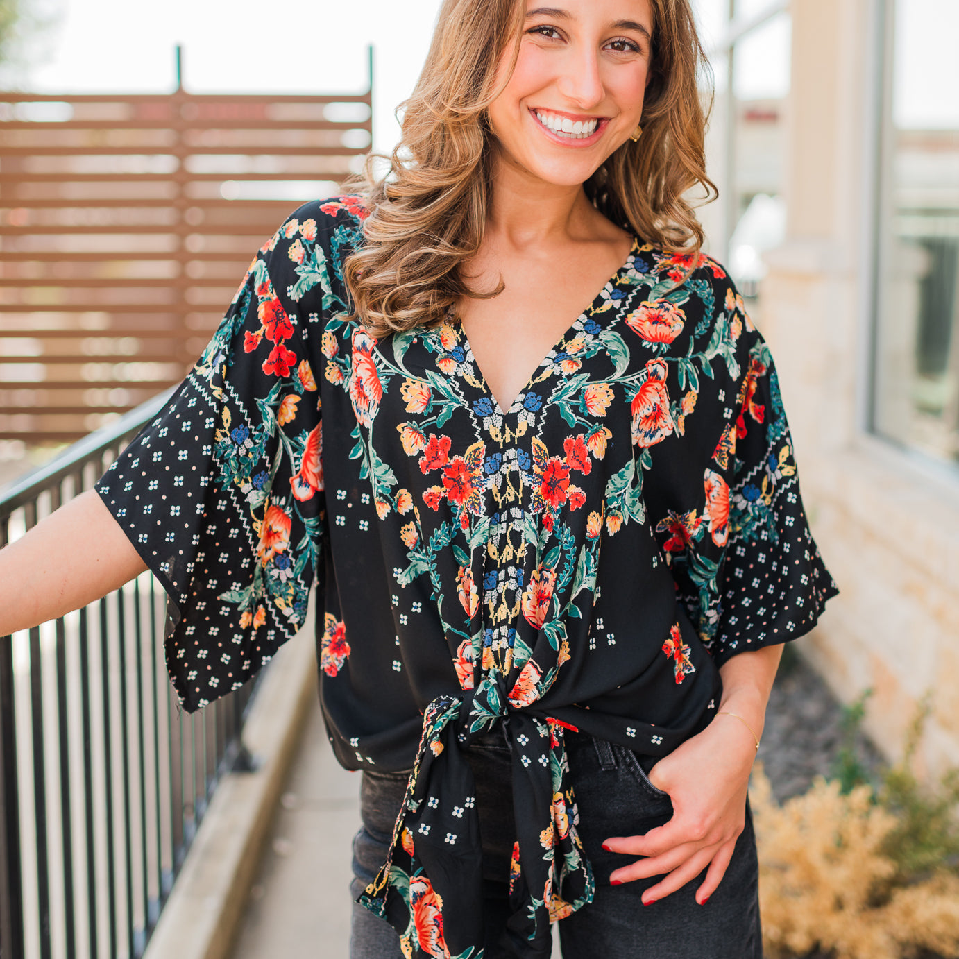 Gigi Top | Black Floral Mix