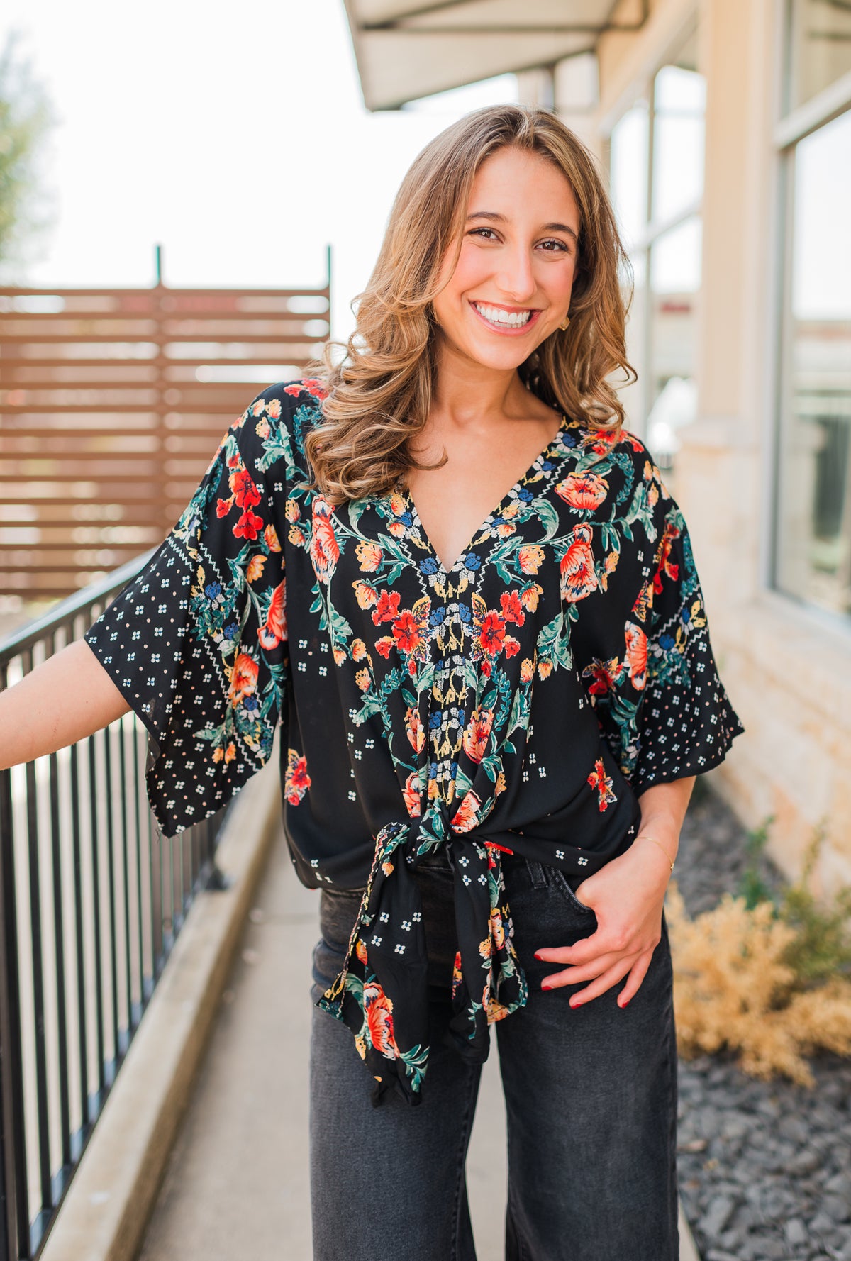 Gigi Top | Black Floral Mix