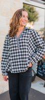 Lindsay Top | Black Plaid