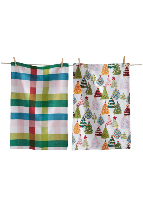 S/2 Tea Towels | Groovy Christmas Trees