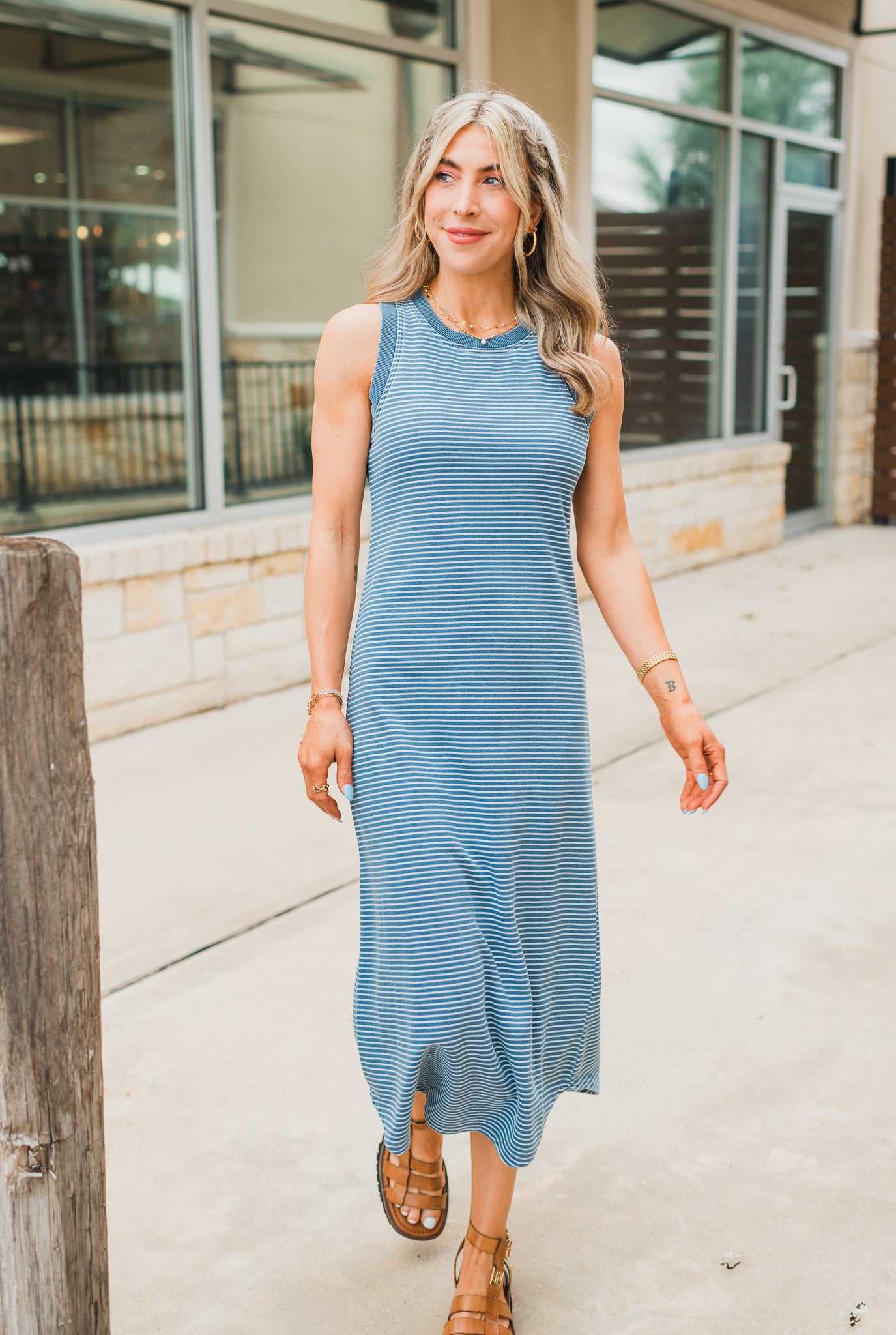 Augusta Dress | Denim Stripe
