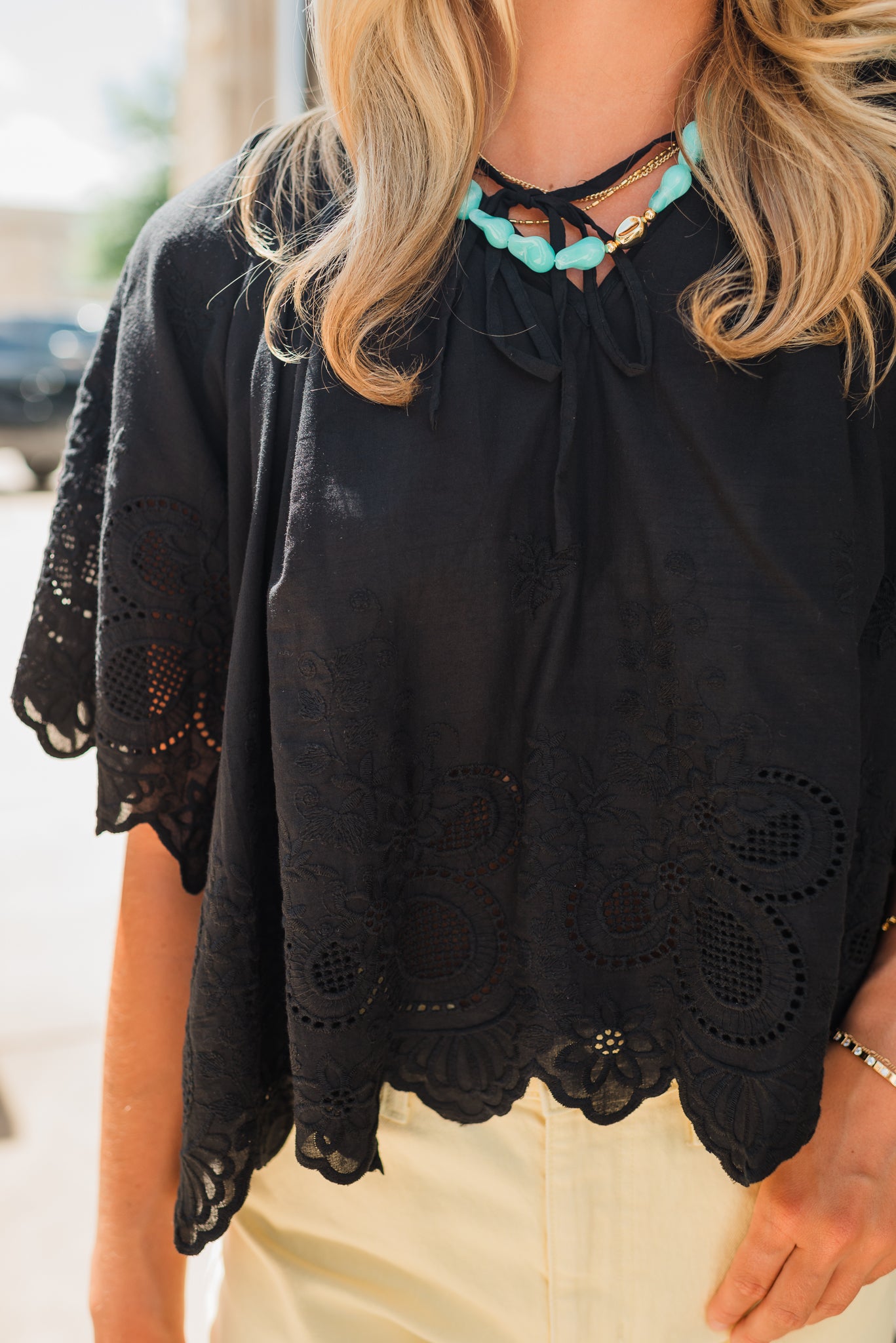Gracie Eyelet Top | Black