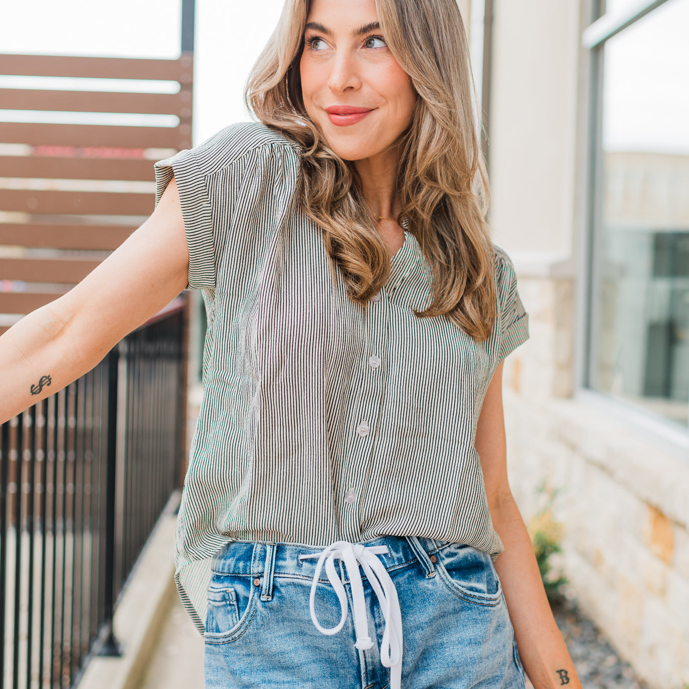 Lauren Top | Champagne Stripe