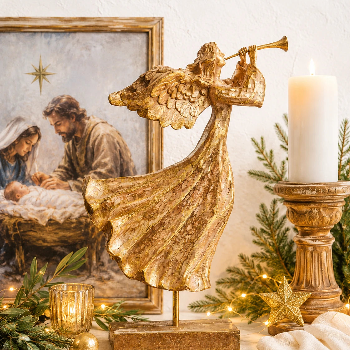 Tabletop Angel | Antique Gold