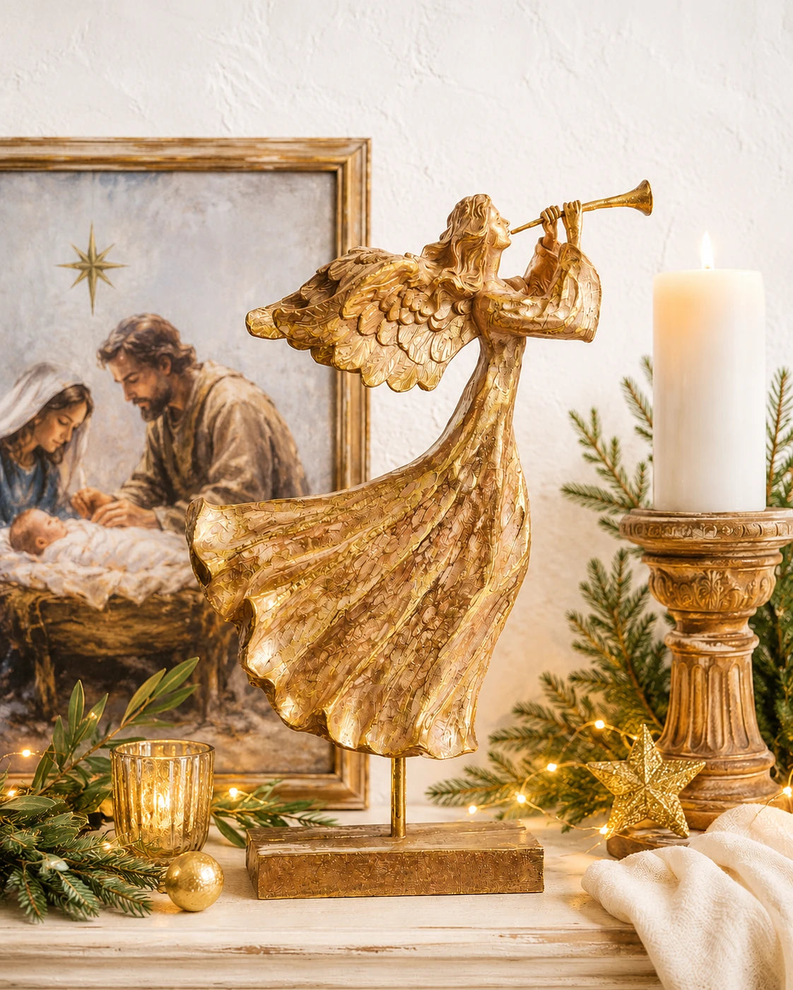 Tabletop Angel | Antique Gold
