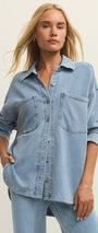 Z Supply | All Day Knit Denim Jacket | Ocean Air Indigo