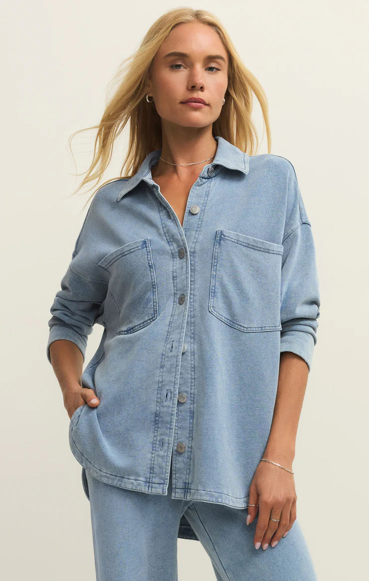 Z Supply | All Day Knit Denim Jacket | Ocean Air Indigo