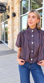 Spencer Top | Navy Brown Stripe