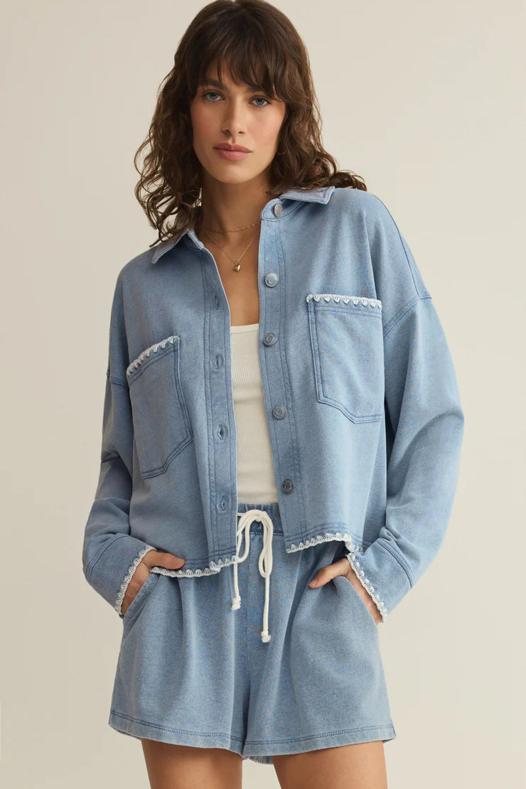Z Supply | All Day Crop Whipstitch Jacket | Santorini Indigo