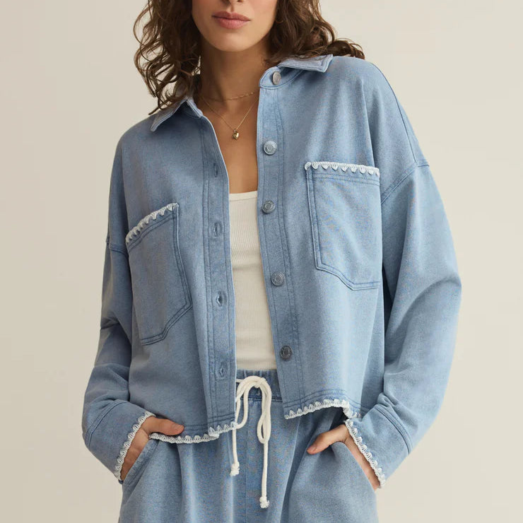 Z Supply | All Day Crop Whipstitch Jacket | Santorini Indigo