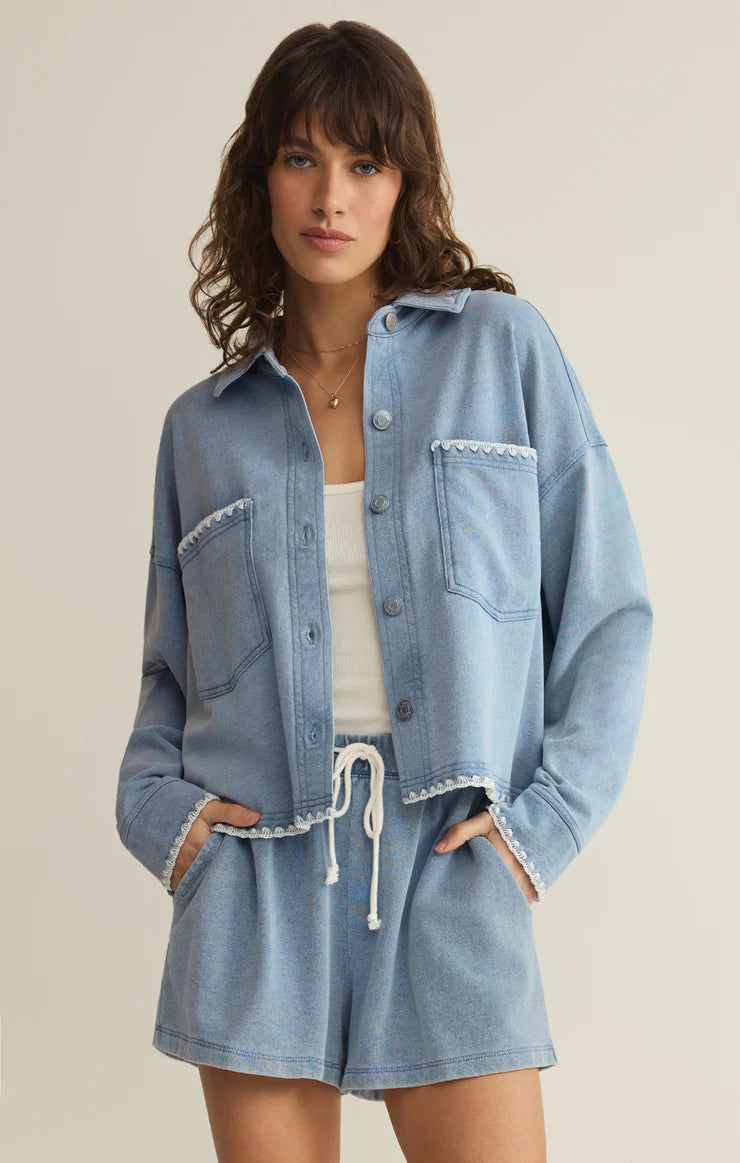 Z Supply | All Day Crop Whipstitch Jacket | Santorini Indigo