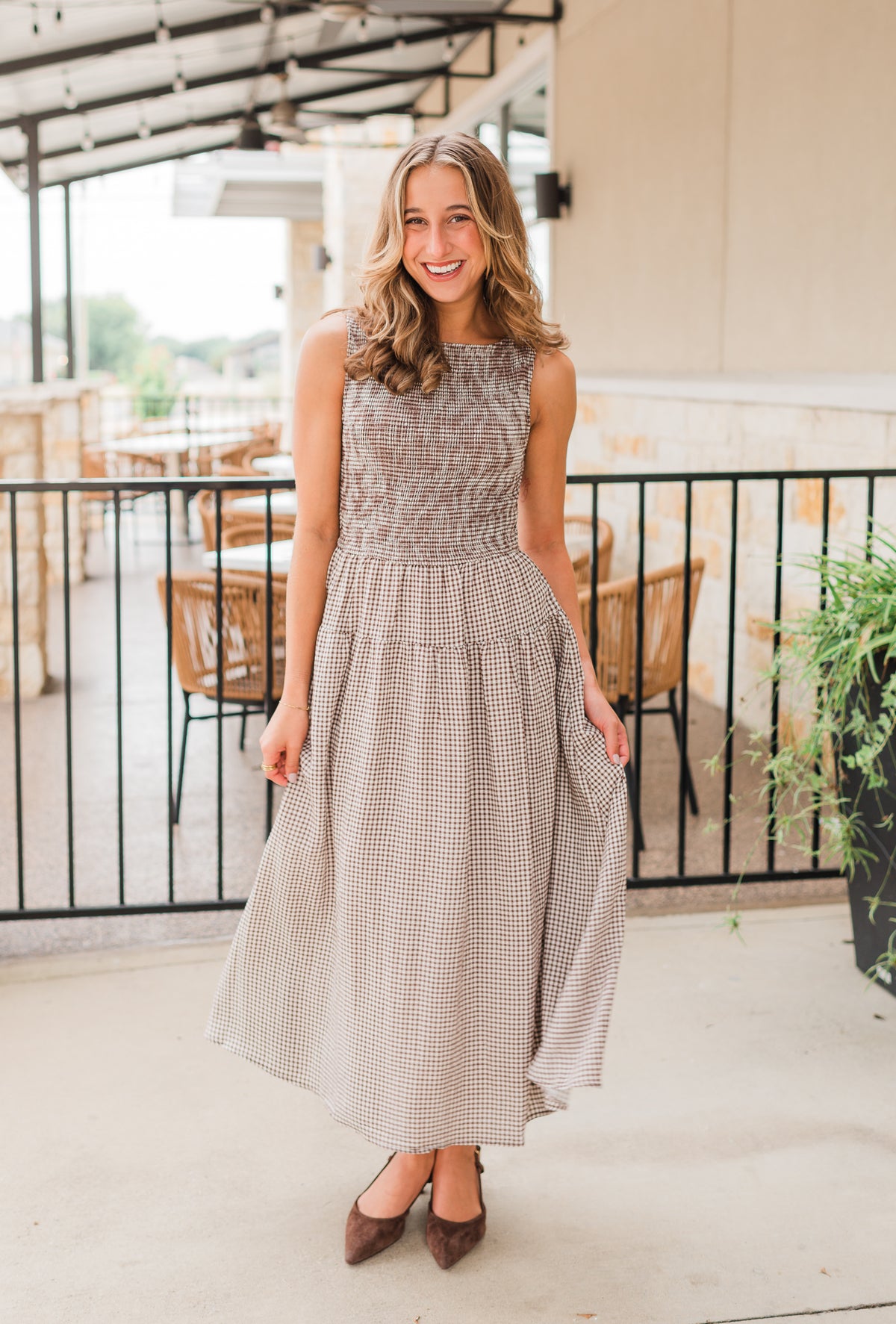 Bryce Dress | Brown Gingham