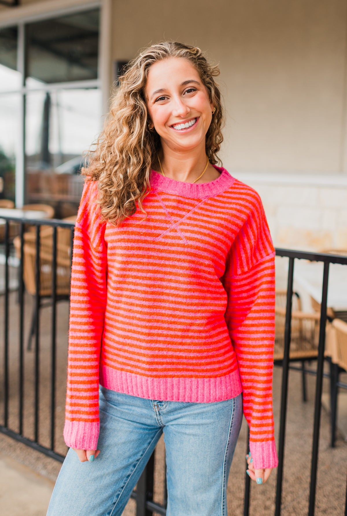 Gemma Sweater | Red + Pink Stripe