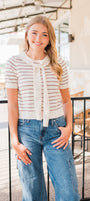 Aubrie Scarf Top | Ecru Stripe