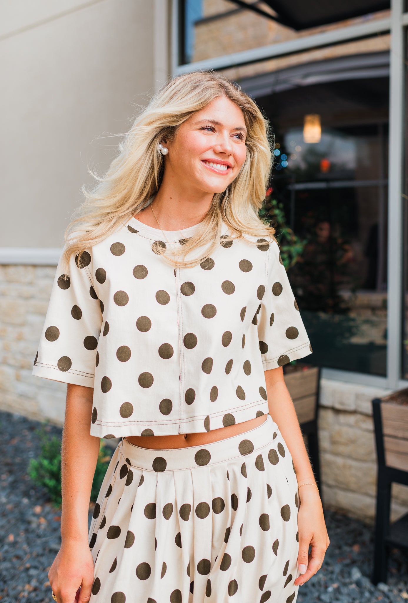 Tinsley Top | Ecru Polka Dot