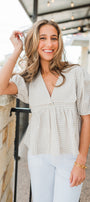 Gracie Top | Taupe + White